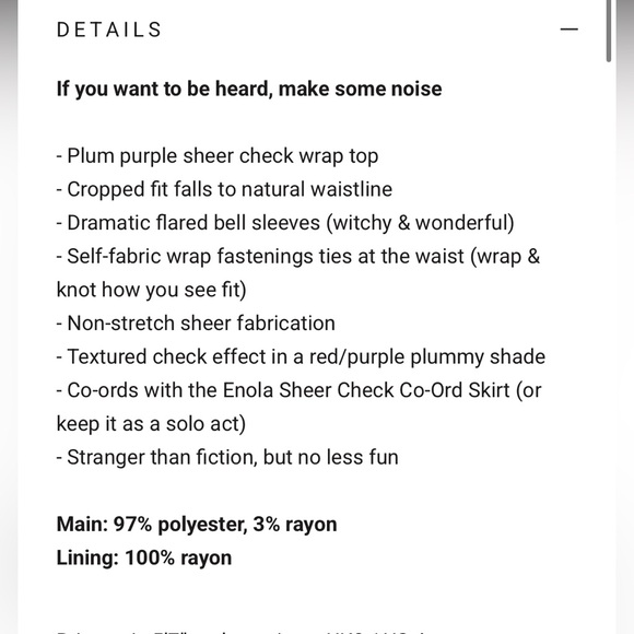 Disturbia Enola Bell Sleeve Co-ord Wrap Top Size 14 - Picture 9 of 12